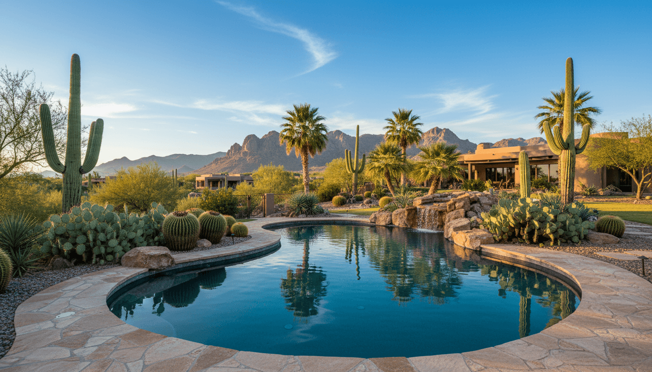 Phoenix area residential pool with desert landscape